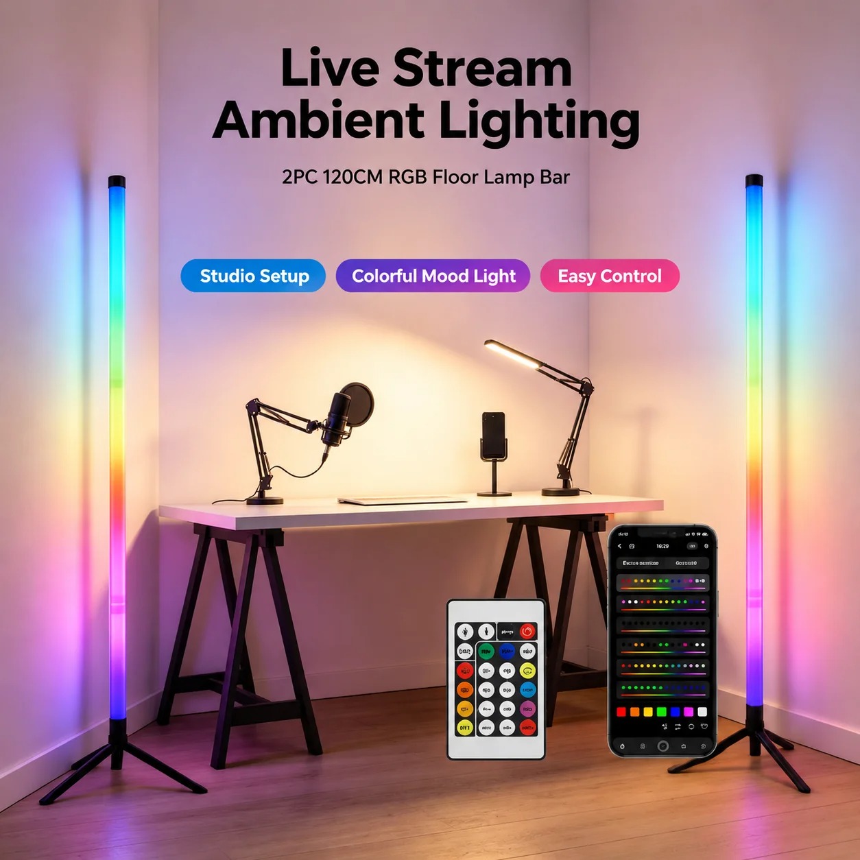 2 Stück 120CM RGB Stehlampe, S – Photography Lighting Game Bewertung und Preis